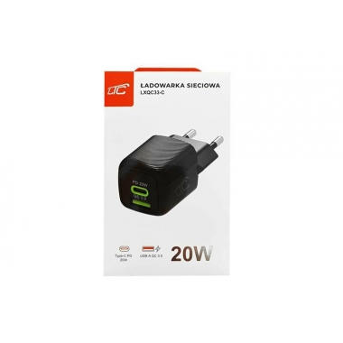 ŁAD. SIEĆ. LTC PD 20W USB-A/USB-C GanQC33-C BLACK