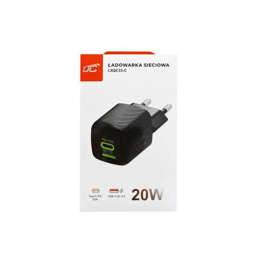 ŁAD. SIEĆ. LTC PD 20W USB-A/USB-C GanQC33-C BLACK