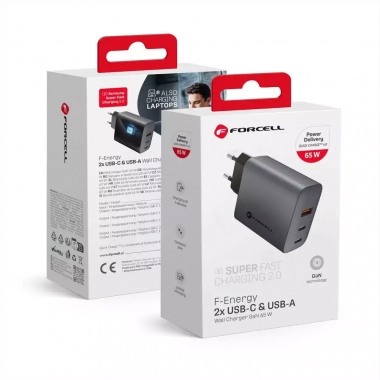 ŁAD. SIEĆ. FORCELL GaN 2xUSB C+A 65W QC4 VT-42B