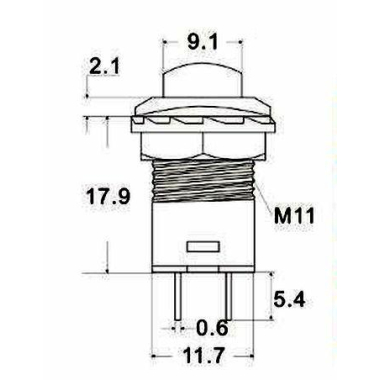 Przełącznik PBS-02B Push-On r/kolory CHWILOWY